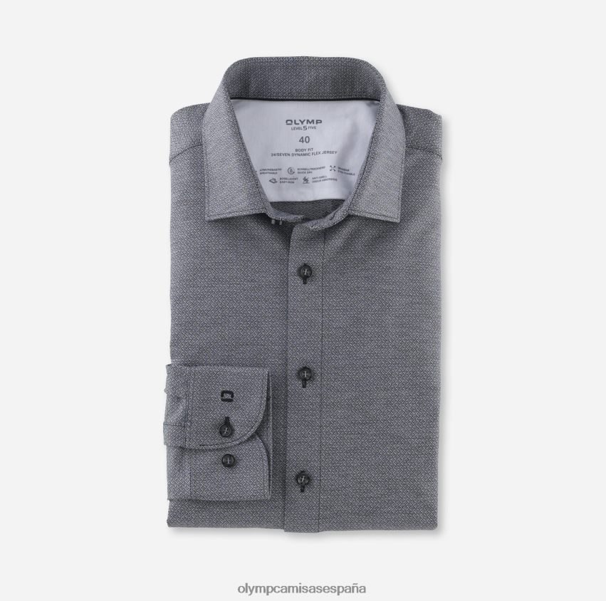 ropa OLYMP nivel cinco 24/7 body fit, camisa business, kent moderno, negro 8N2F725