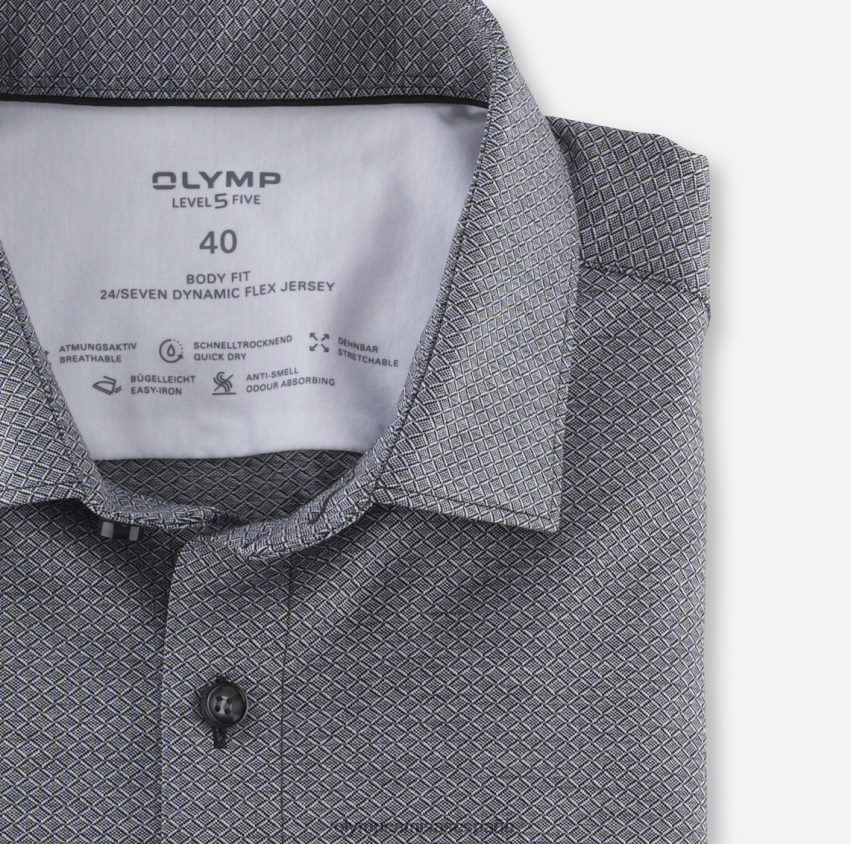 ropa OLYMP nivel cinco 24/7 body fit, camisa business, kent moderno, negro 8N2F725