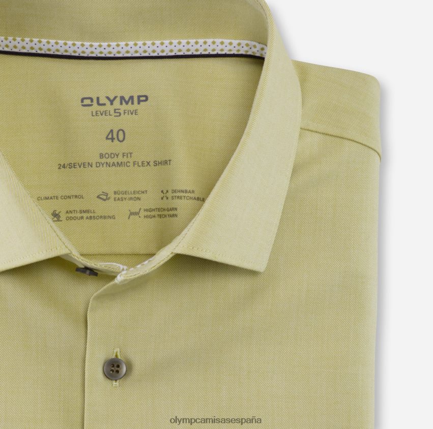 ropa OLYMP nivel cinco 24/7 body fit, camisa business, kent moderno, verde 8N2F570