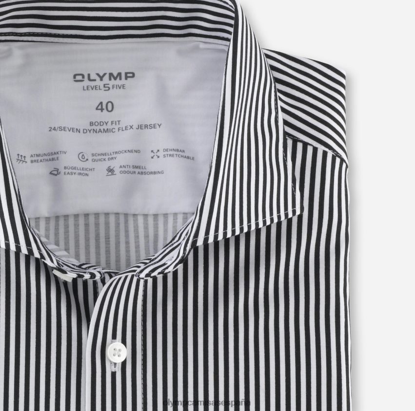 ropa OLYMP nivel cinco 24/7 body fit, camisa business, kent, negro 8N2F508