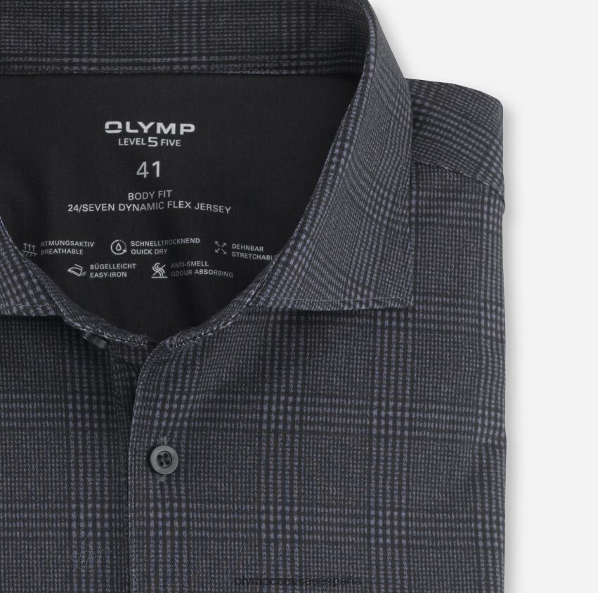 ropa OLYMP nivel cinco 24/7 body fit, camisa business, kent, negro 8N2F762