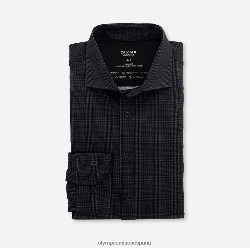 ropa OLYMP nivel cinco 24/7 body fit, camisa business, kent, negro 8N2F789