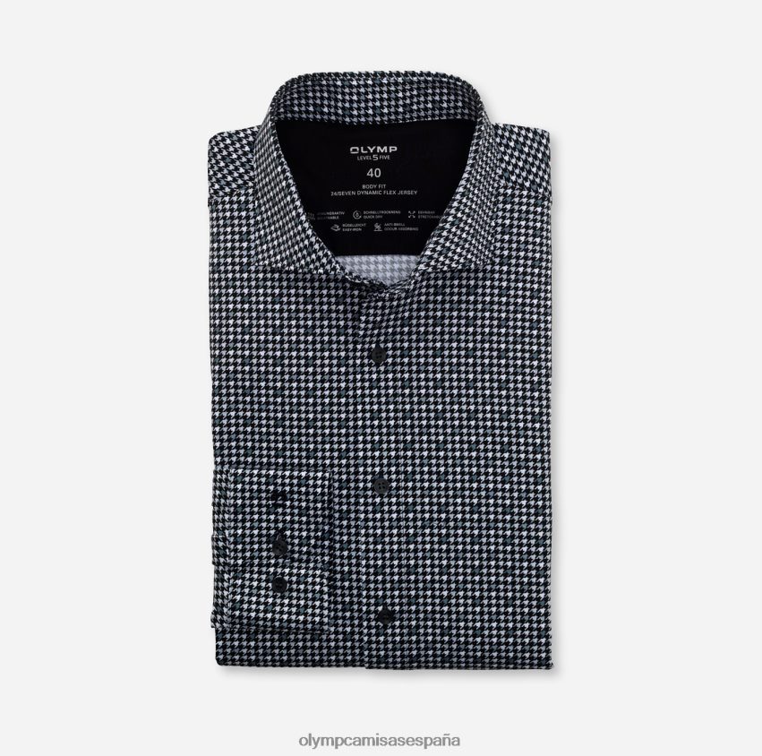 ropa OLYMP nivel cinco 24/7 body fit, camisa business, kent, negro 8N2F815