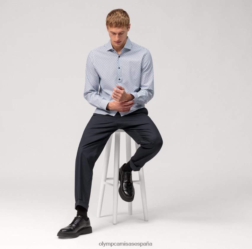 ropa OLYMP nivel cinco 24/7 body fit, camisa business, manga larga extra larga, kent, azul 8N2F877