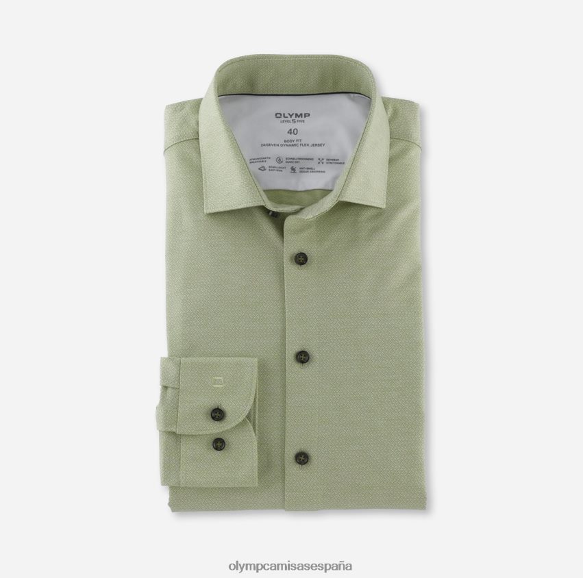 ropa OLYMP nivel cinco 24/7 body fit, camisa business, manga larga extra larga, kent moderno, verde lima 8N2F876