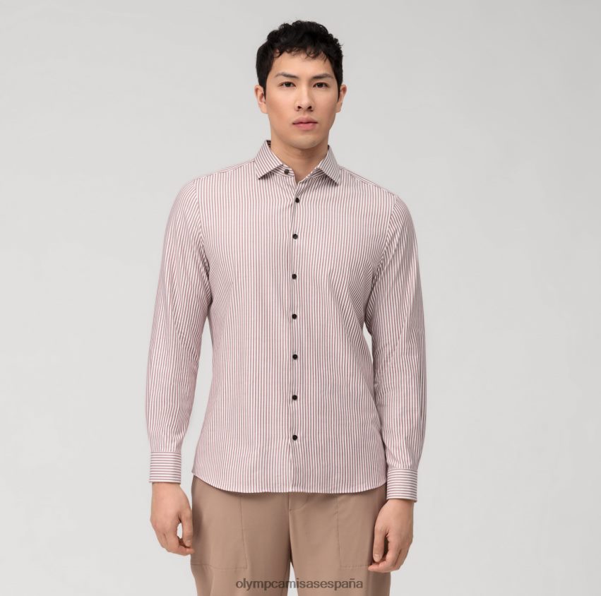 ropa OLYMP nivel cinco 24/7 body fit, camisa de negocios, kent, marrón rojizo 8N2F565