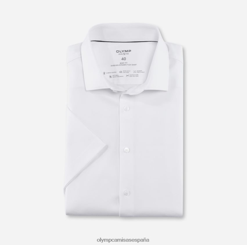 ropa OLYMP nivel cinco 24/7 body fit, camisa de negocios, kent moderno, blanco 8N2F461