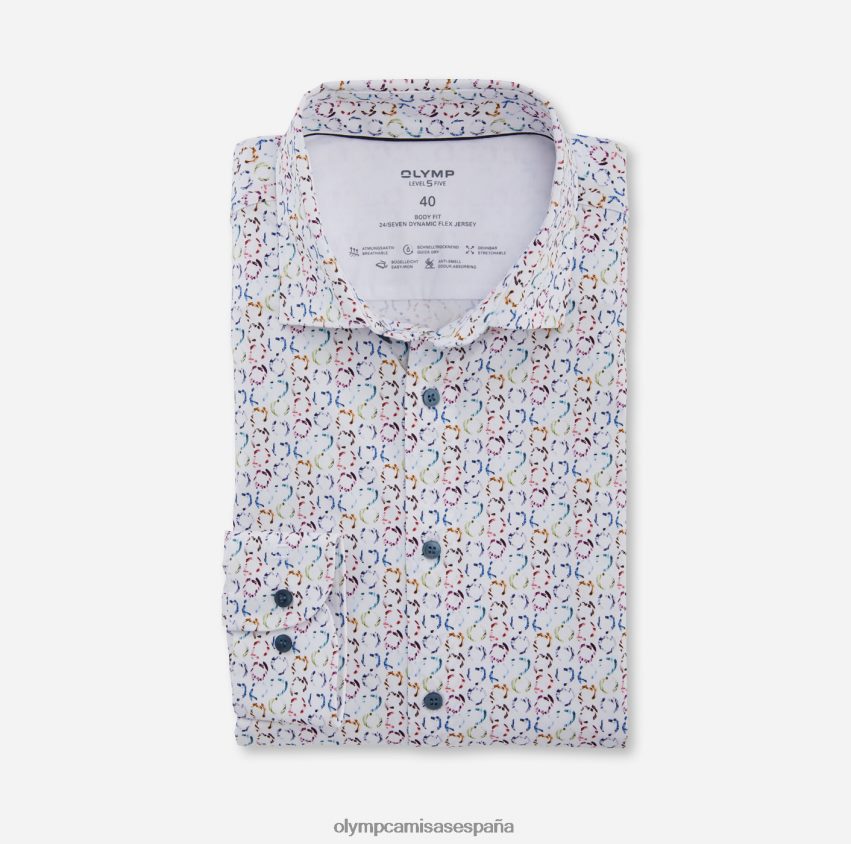 ropa OLYMP nivel cinco 24/7 body fit, camisa de negocios, kent moderno, blanco 8N2F752