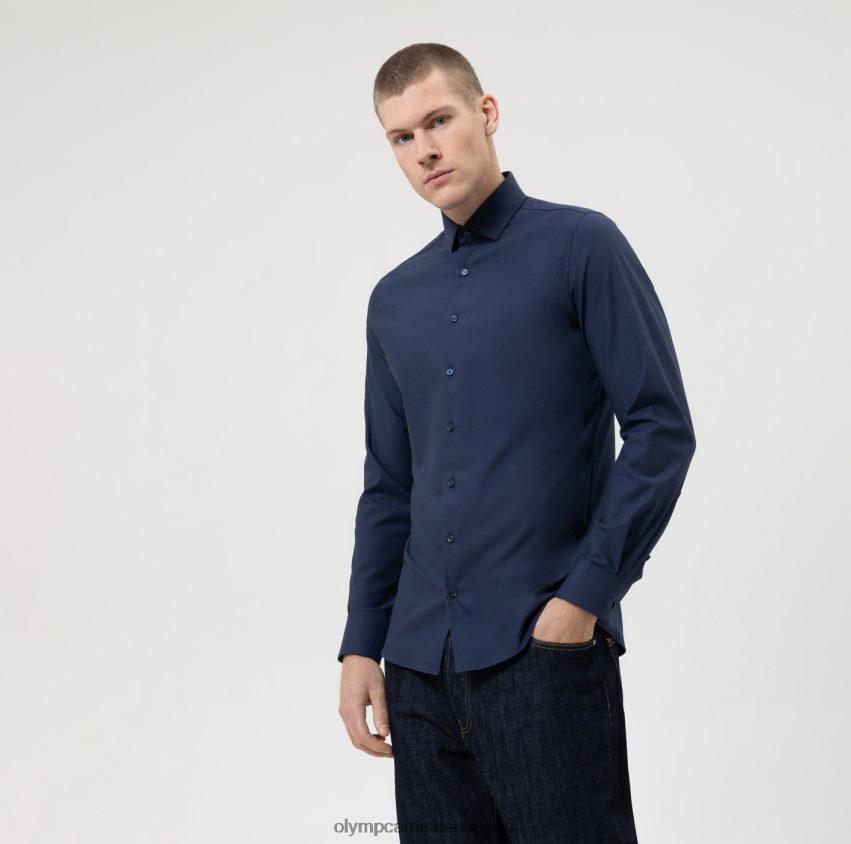 ropa OLYMP nivel cinco 24/7 body fit, camisa de negocios, kent moderno, marino 8N2F410