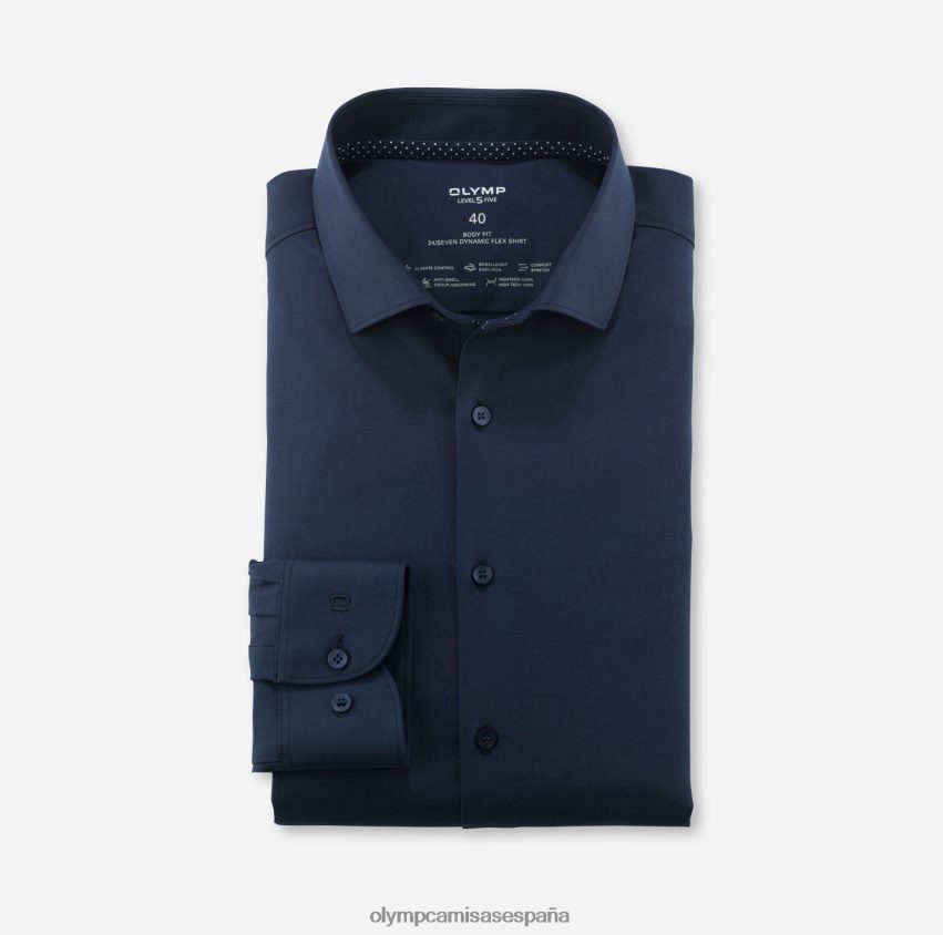 ropa OLYMP nivel cinco 24/7 body fit, camisa de negocios, kent moderno, marino 8N2F489