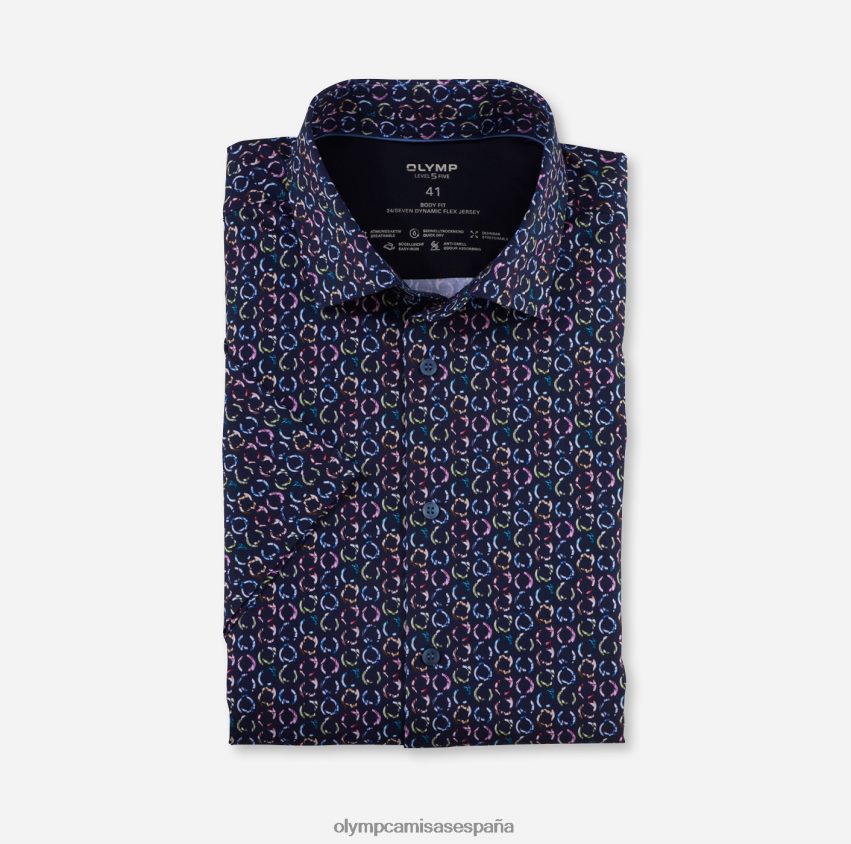 ropa OLYMP nivel cinco 24/7 body fit, camisa de negocios, kent moderno, marino 8N2F708