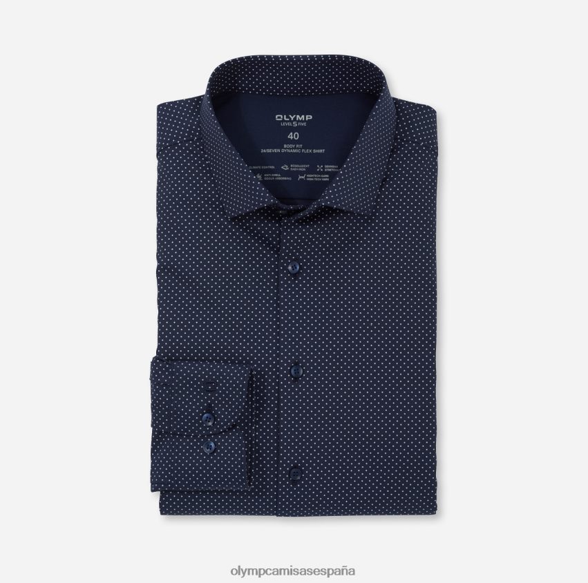ropa OLYMP nivel cinco 24/7 body fit, camisa de negocios, kent moderno, marino 8N2F831