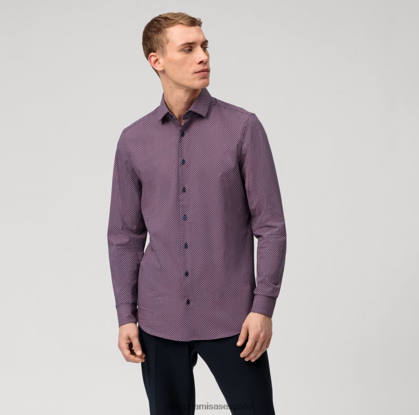 ropa OLYMP nivel cinco 24/7 body fit, camisa de negocios, kent moderno, rojo 8N2F492