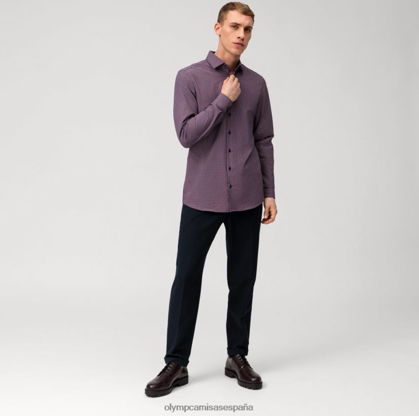 ropa OLYMP nivel cinco 24/7 body fit, camisa de negocios, kent moderno, rojo 8N2F492