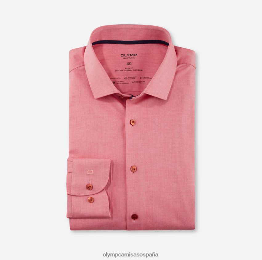 ropa OLYMP nivel cinco 24/7 body fit, camisa de negocios, kent moderno, rojo 8N2F563