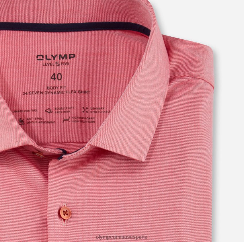 ropa OLYMP nivel cinco 24/7 body fit, camisa de negocios, kent moderno, rojo 8N2F563