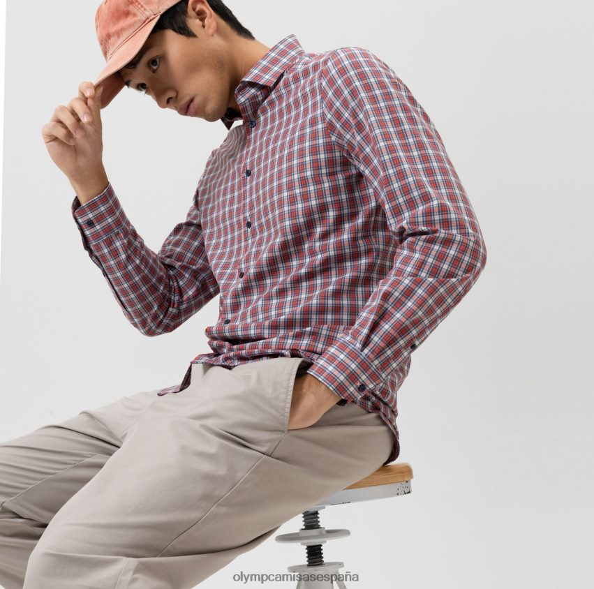 ropa OLYMP nivel cinco 24/7 body fit, camisa de negocios, kent moderno, rojo 8N2F648