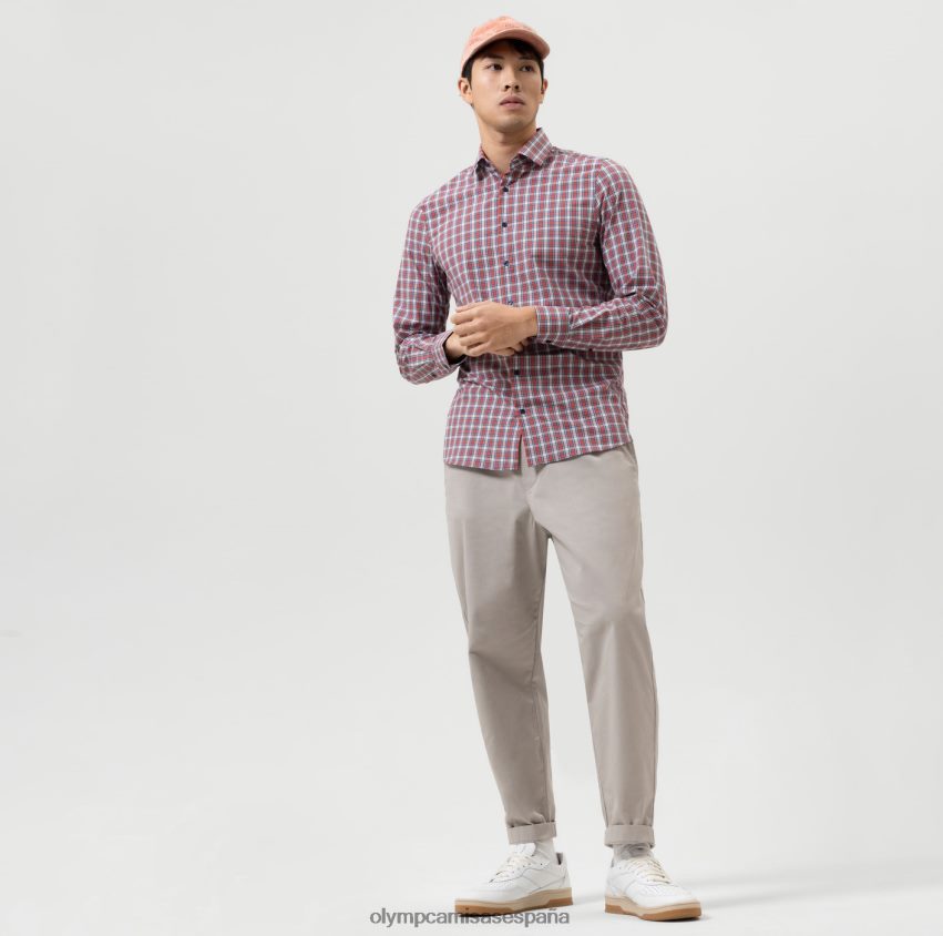 ropa OLYMP nivel cinco 24/7 body fit, camisa de negocios, kent moderno, rojo 8N2F648