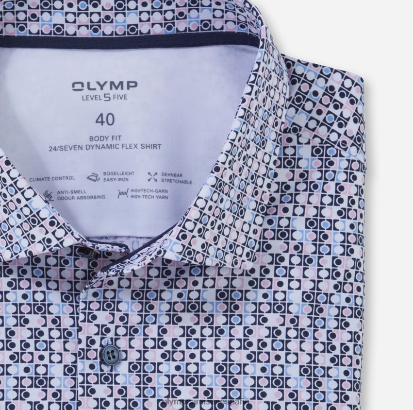 ropa OLYMP nivel cinco 24/7 body fit, camisa de negocios, kent moderno, rosa 8N2F561