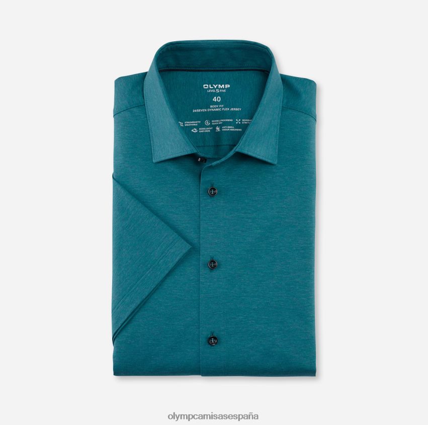 ropa OLYMP nivel cinco 24/7 body fit, camisa de negocios, nueva york kent, esmeralda 8N2F531