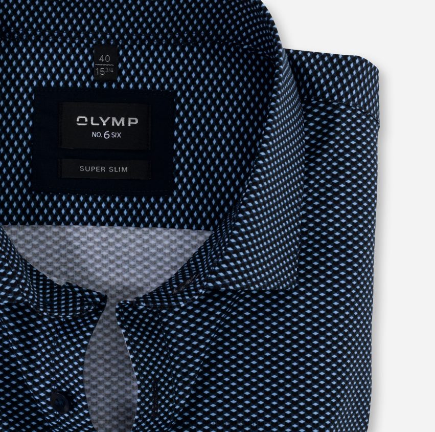ropa OLYMP No. seis super slim, camisa de negocios, kent moderno, marino 8N2F250