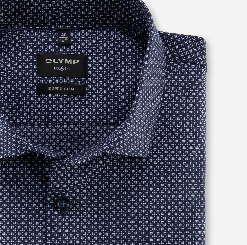 ropa OLYMP No. seis super slim, camisa de negocios, kent moderno, marino 8N2F7