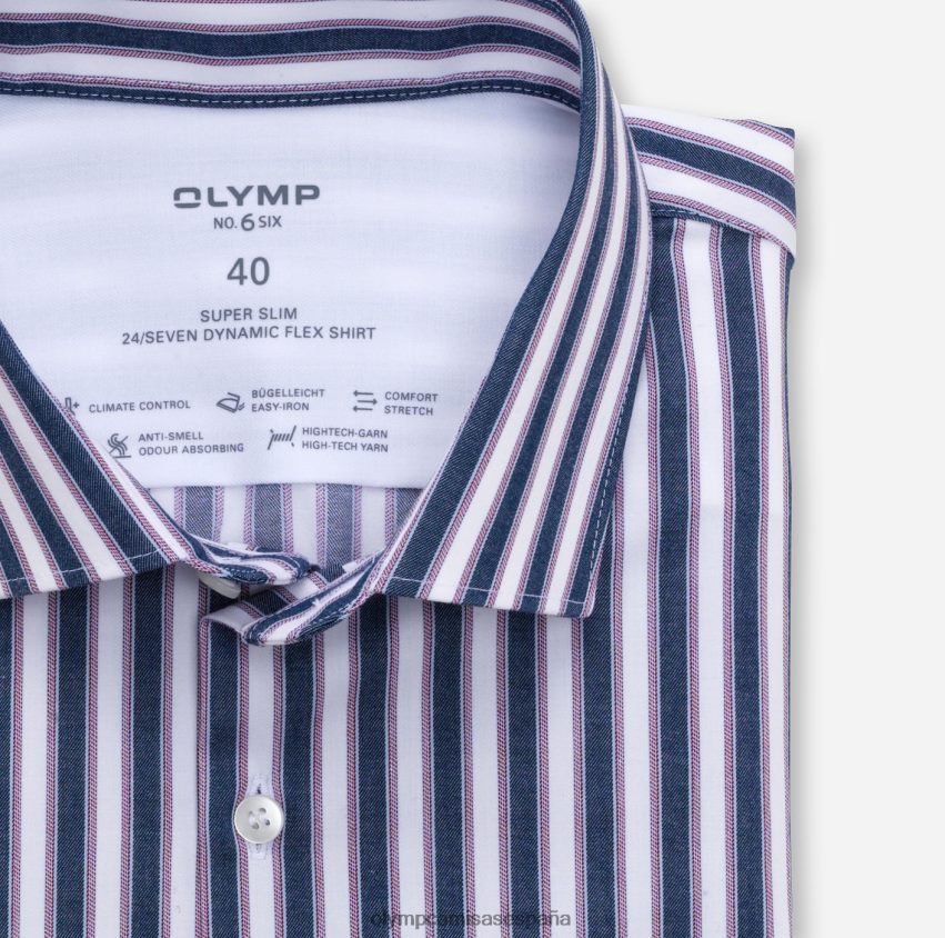 ropa OLYMP No. six 24/7 super slim, camisa business, kent moderno, granate 8N2F212