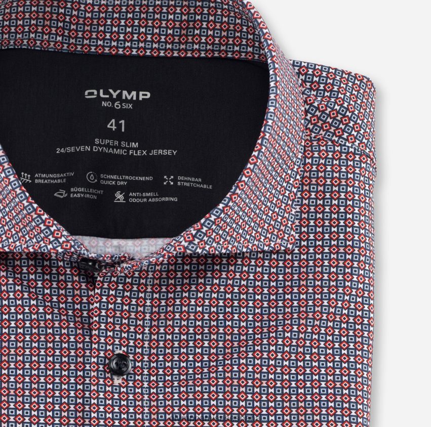 ropa OLYMP No. six 24/7 super slim, camisa business, kent, rojo naranja 8N2F242