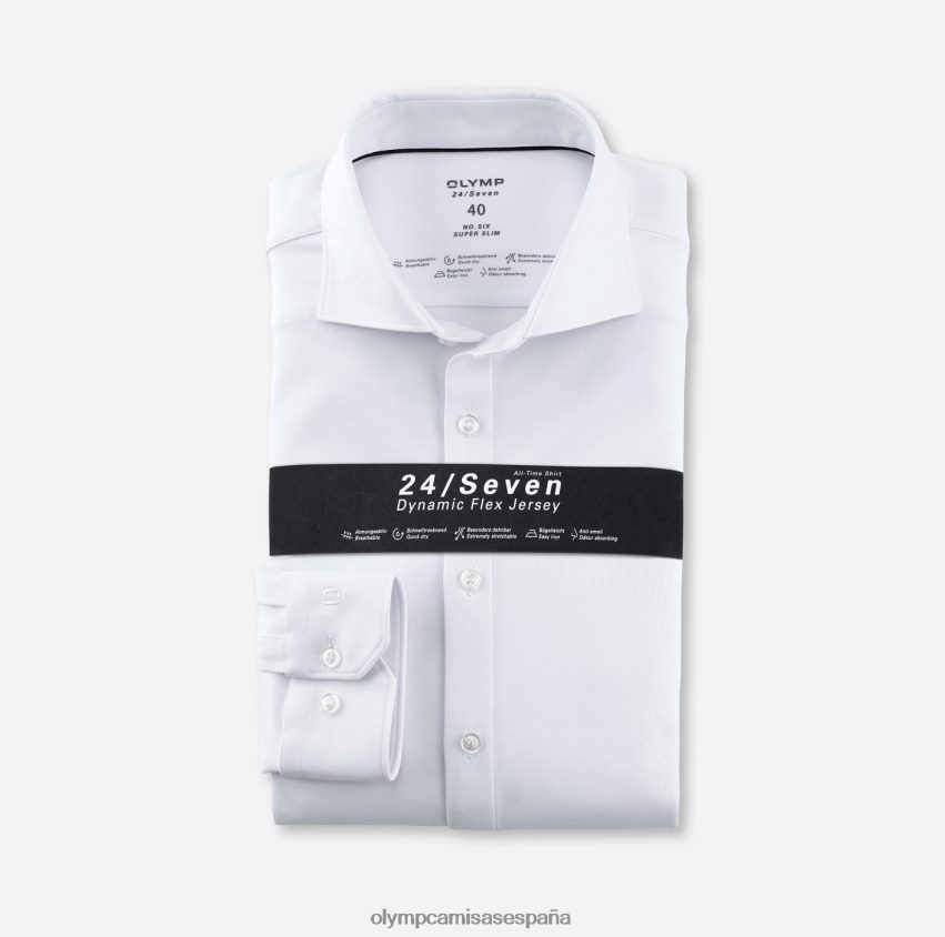 ropa OLYMP No. six 24/7 super slim, camisa business, manga larga extralarga, kent, blanco 8N2F335