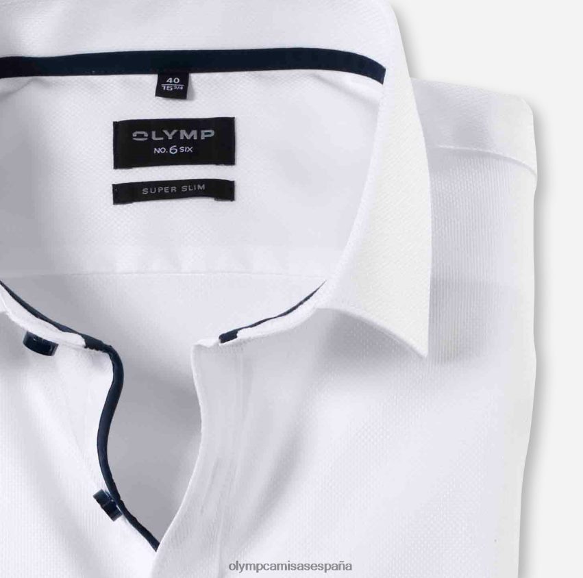 ropa OLYMP No. six super slim, camisa business, kent moderno, blanco 8N2F222