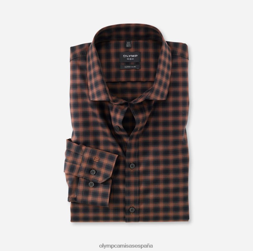 ropa OLYMP No. six super slim, camisa business, kent moderno, marrón 8N2F245