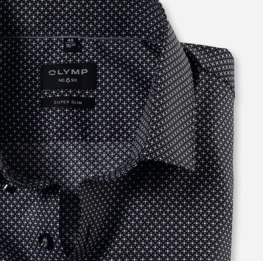 ropa OLYMP No. six super slim, camisa business, kent moderno, negro 8N2F187