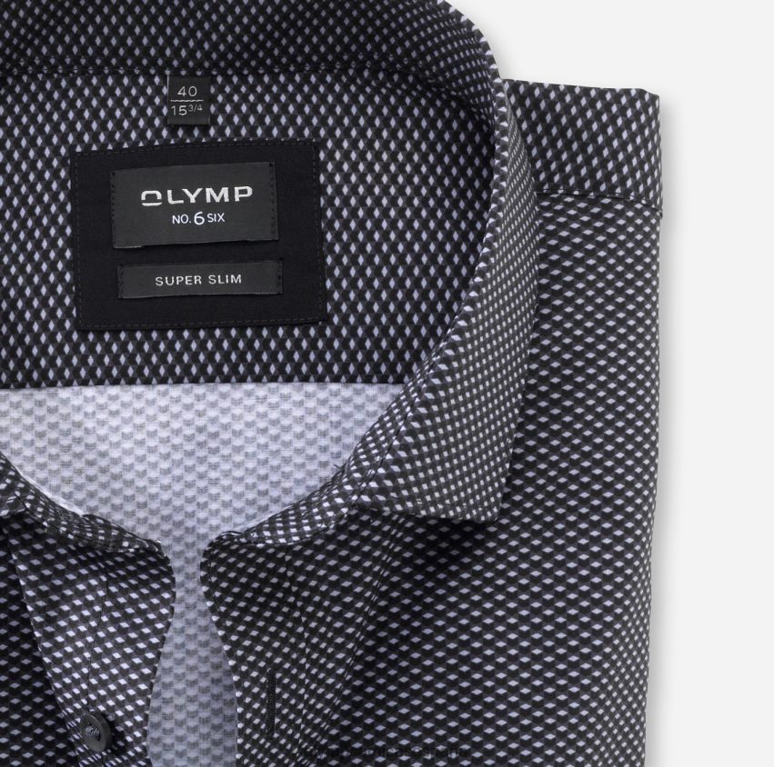 ropa OLYMP No. six super slim, camisa business, kent moderno, negro 8N2F246