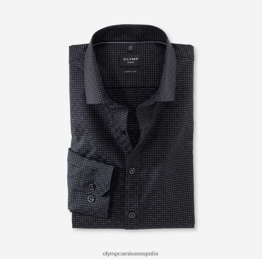 ropa OLYMP No. six super slim, camisa business, kent moderno, negro 8N2F253