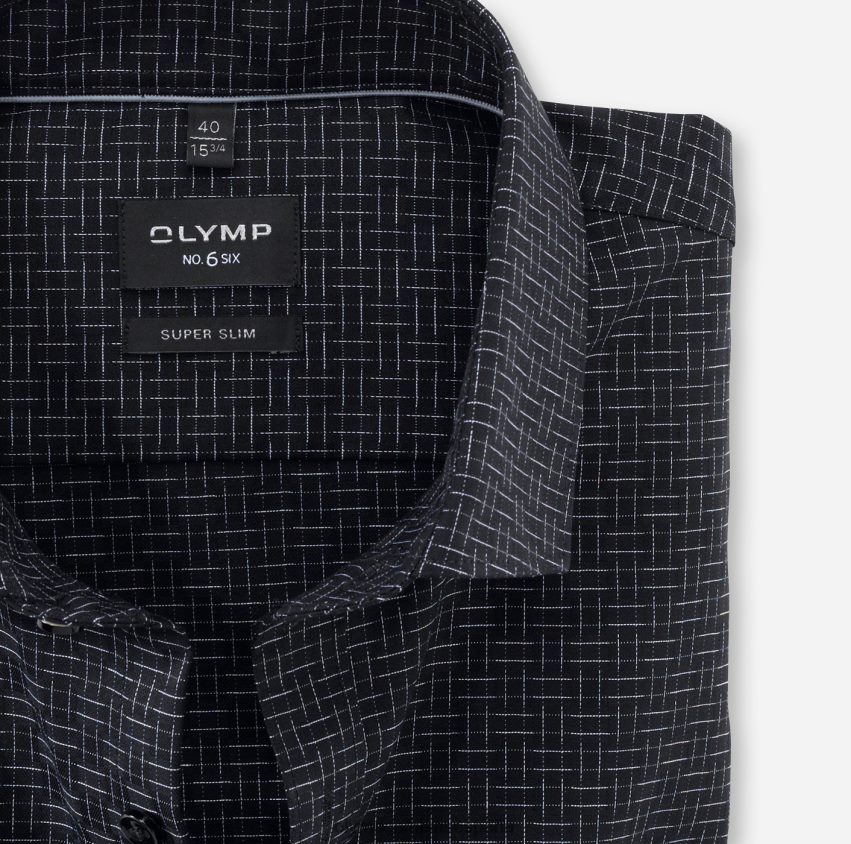 ropa OLYMP No. six super slim, camisa business, kent moderno, negro 8N2F253