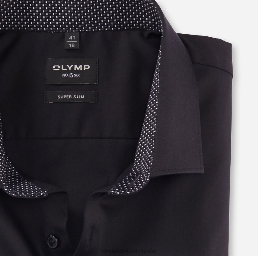 ropa OLYMP No. six super slim, camisa business, kent moderno, negro 8N2F257