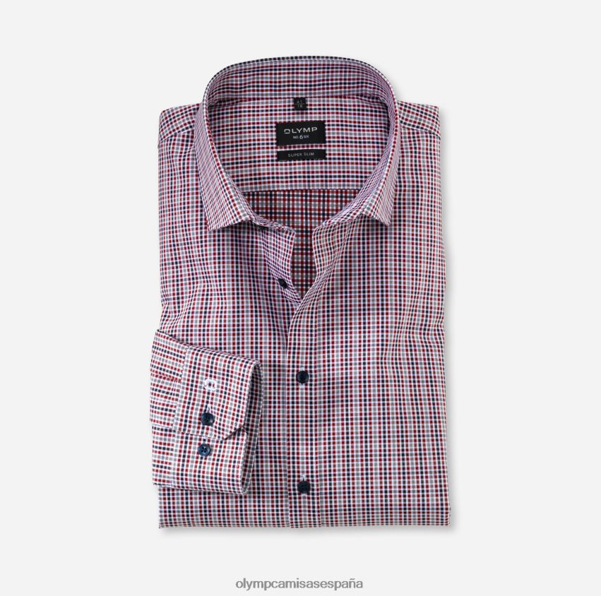 ropa OLYMP No. six super slim, camisa business, kent moderno, roja 8N2F244