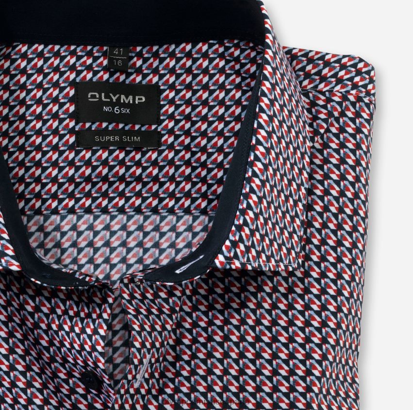 ropa OLYMP No. six super slim, camisa business, kent moderno, roja 8N2F28