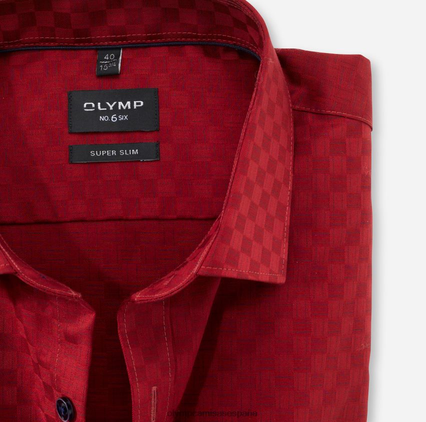 ropa OLYMP No. six super slim, camisa business, manga larga extra larga, kent moderno, rojo 8N2F329