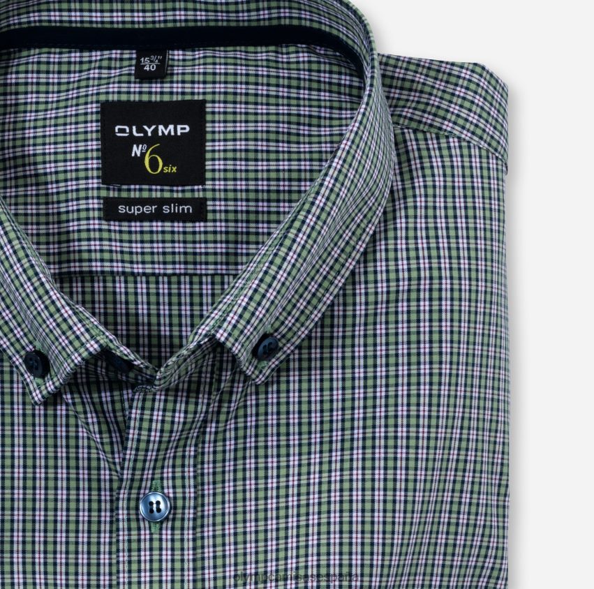 ropa OLYMP No. six super slim, camisa business, manga larga extralarga, botones, verde 8N2F332