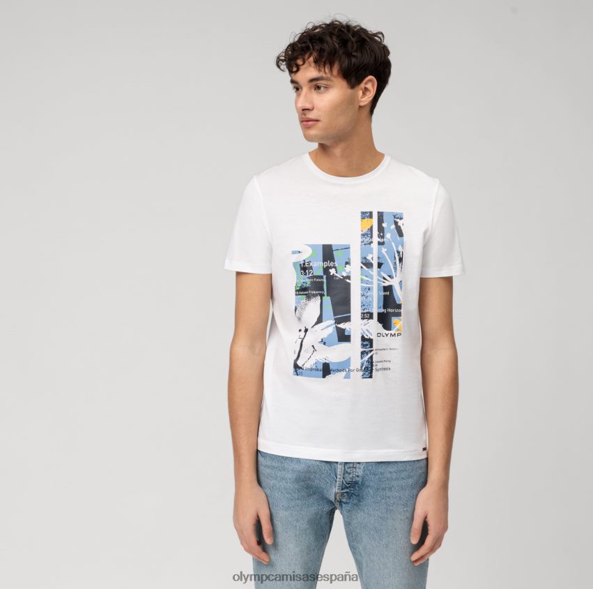 ropa OLYMP ajuste corporal casual nivel cinco, camiseta, blanco 8N2F1990