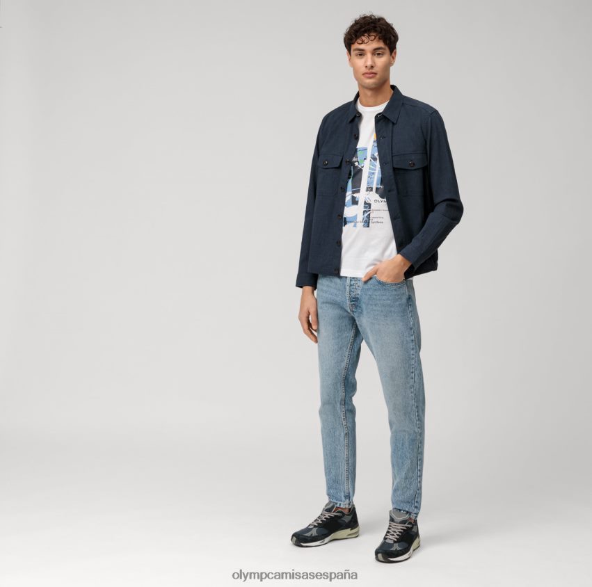 ropa OLYMP ajuste corporal casual nivel cinco, camiseta, blanco 8N2F1990