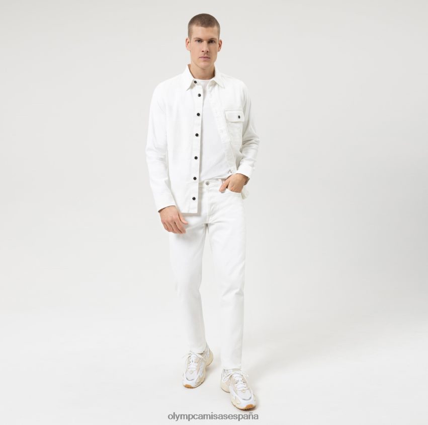 ropa OLYMP ajuste corporal casual nivel cinco, camiseta, blanco 8N2F2042