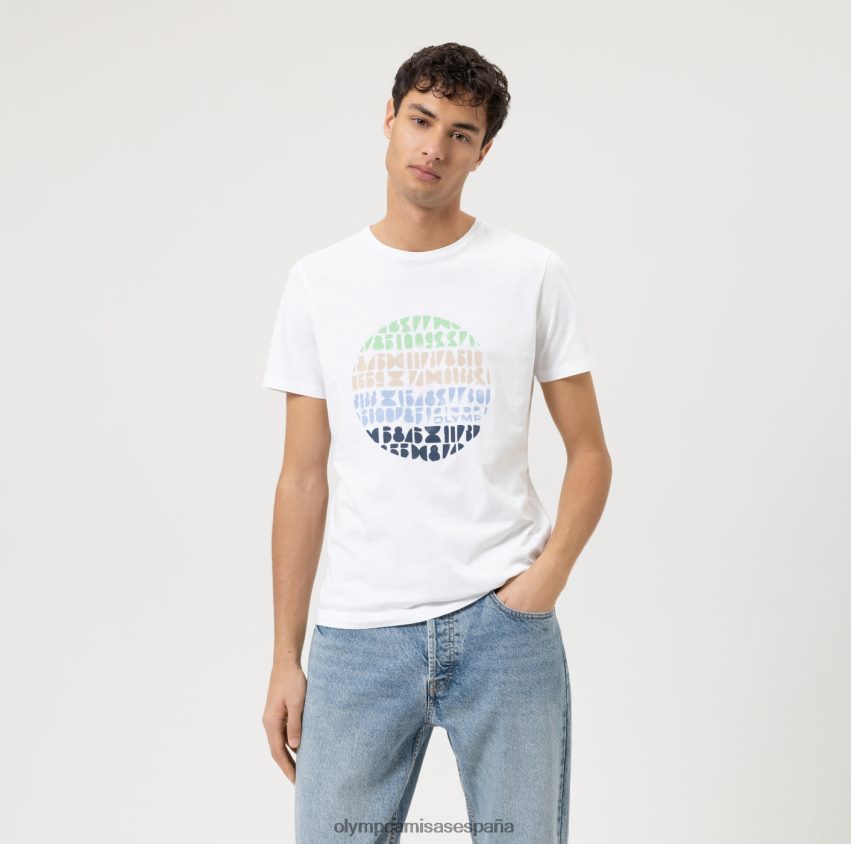 ropa OLYMP ajuste corporal casual nivel cinco, camiseta, blanco 8N2F2051