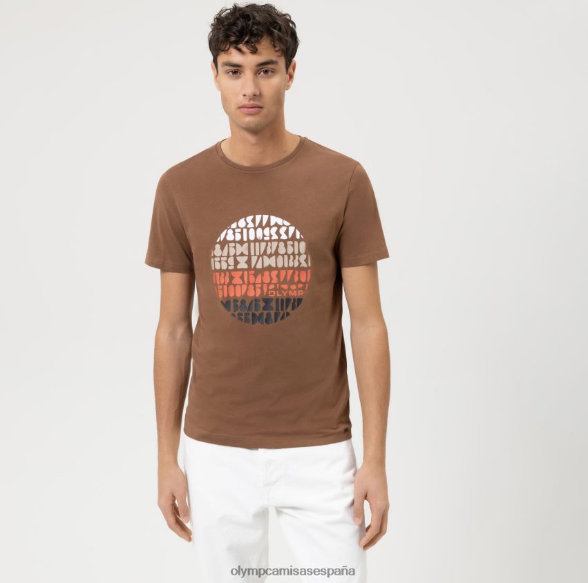 ropa OLYMP body fit casual de nivel cinco, camiseta, marrón 8N2F1999