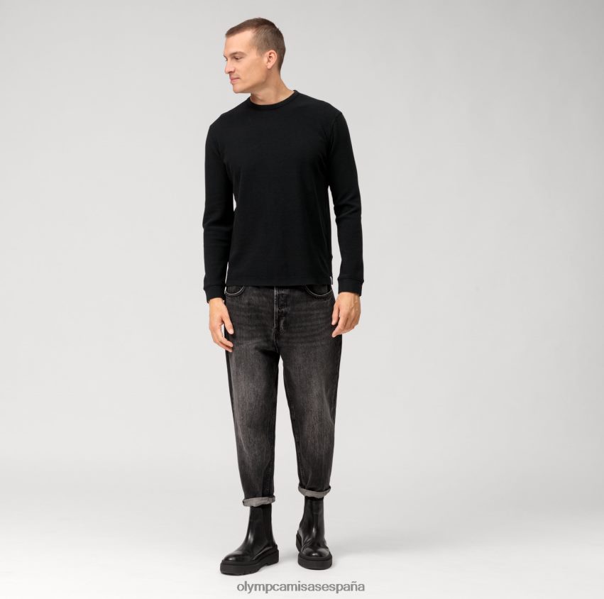 ropa OLYMP camiseta informal de punto de manga larga, negra 8N2F2053