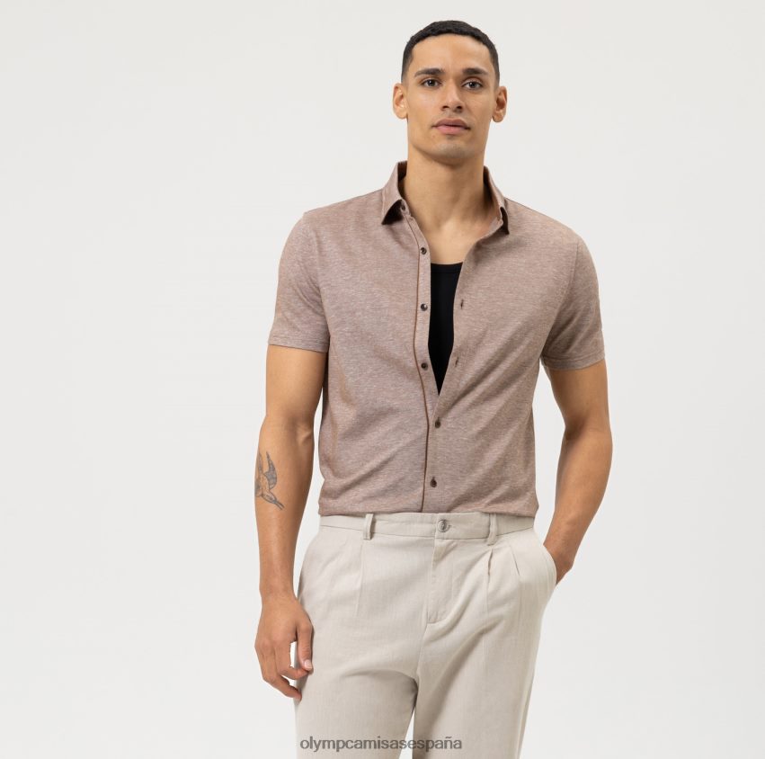 ropa OLYMP ajuste corporal informal de nivel cinco, polo, marrón 8N2F2144