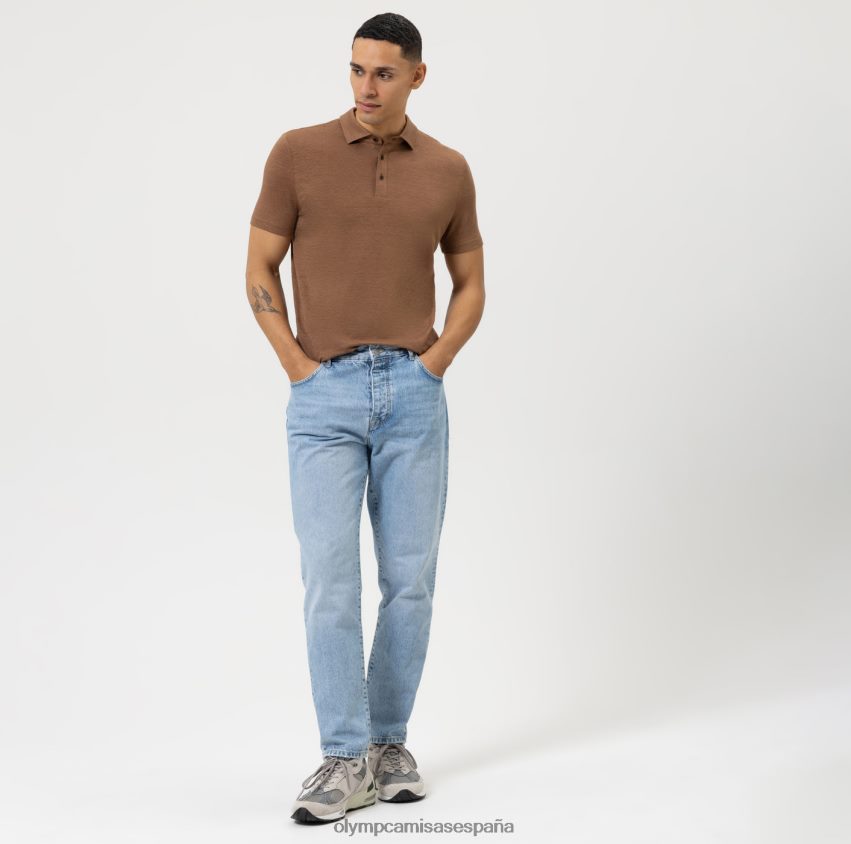 ropa OLYMP ajuste corporal informal de nivel cinco, polo, marrón 8N2F2161