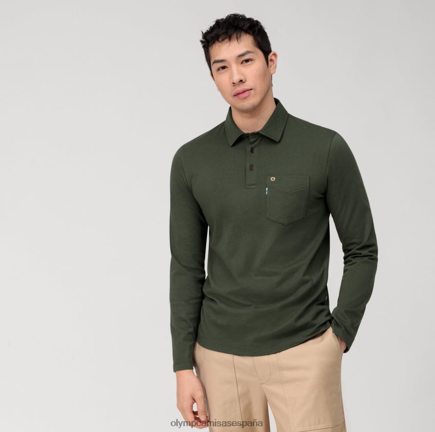 ropa OLYMP polo casual de punto de manga larga, verde oscuro 8N2F2120
