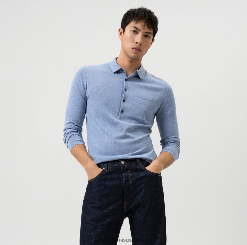 ropa OLYMP Body Fit de punto de nivel cinco, cuello de polo, cielo 8N2F1747